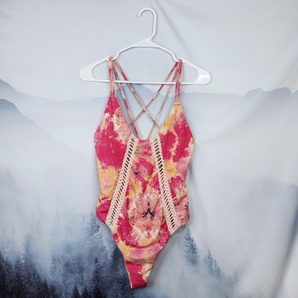 Urban Outfitters Out From Under Tie Dye Crochet One Piece Swimsuit Large